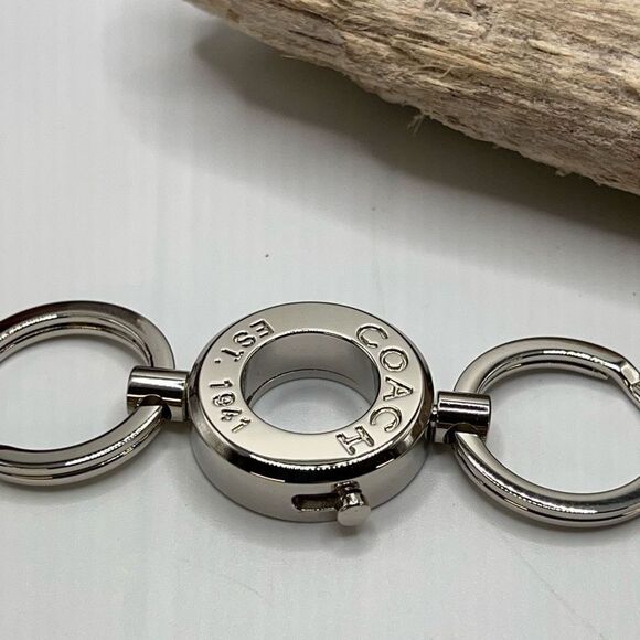 Silver Coach Dual Fob Purse Cham Key Chain - Picture 2 of 7